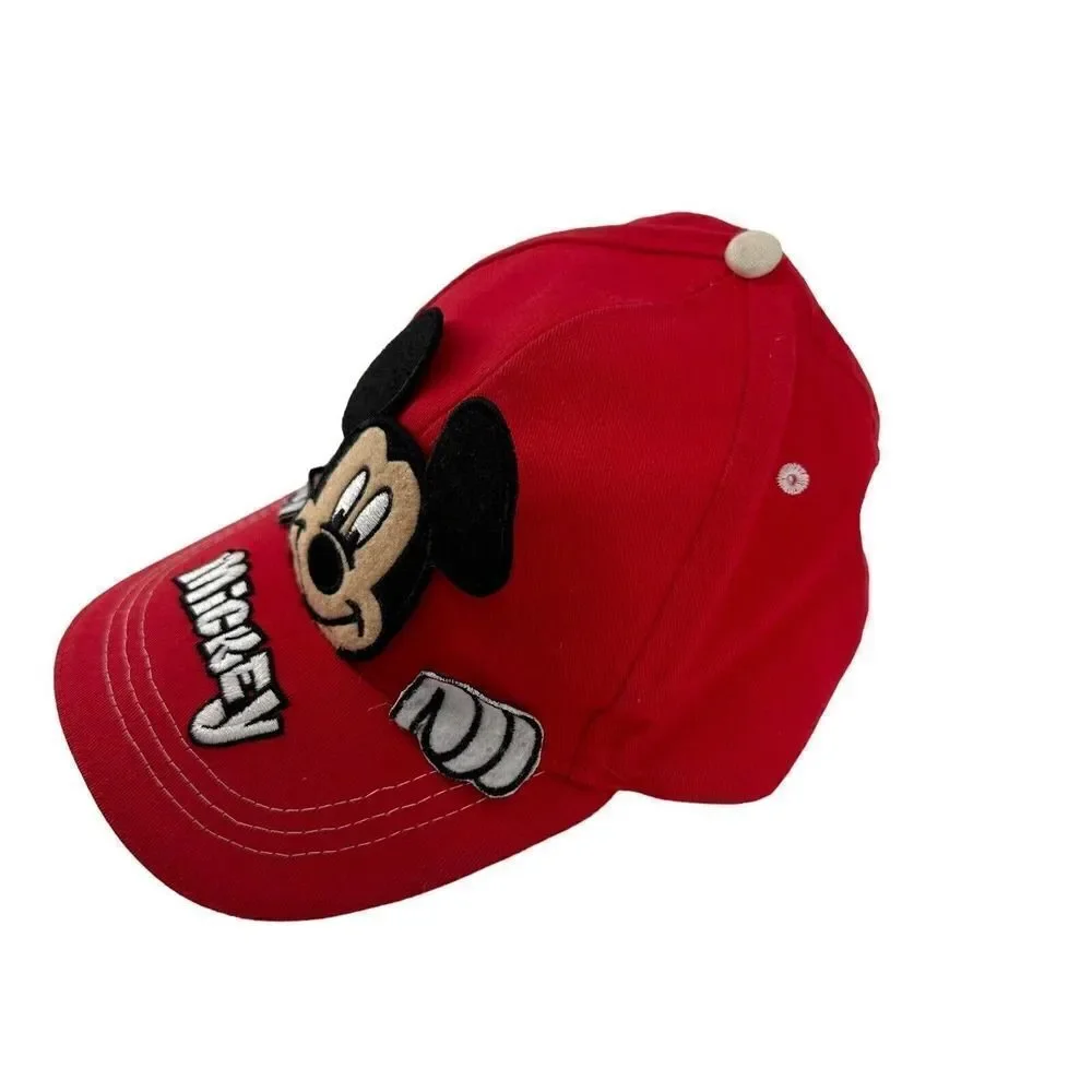 Mickey Mouse Baseball Cap Boys Red 3D Hat Disney Adjustable Childs Souvenir Cap
